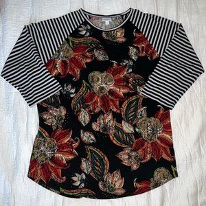 Striped/Floral LuLaRoe Randy Shirt